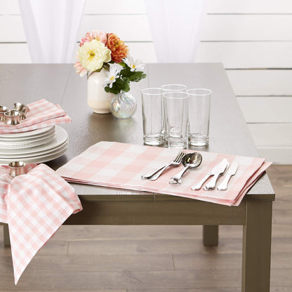 DII Gingham Check Tabletop Collection, Pink, Placemat Set