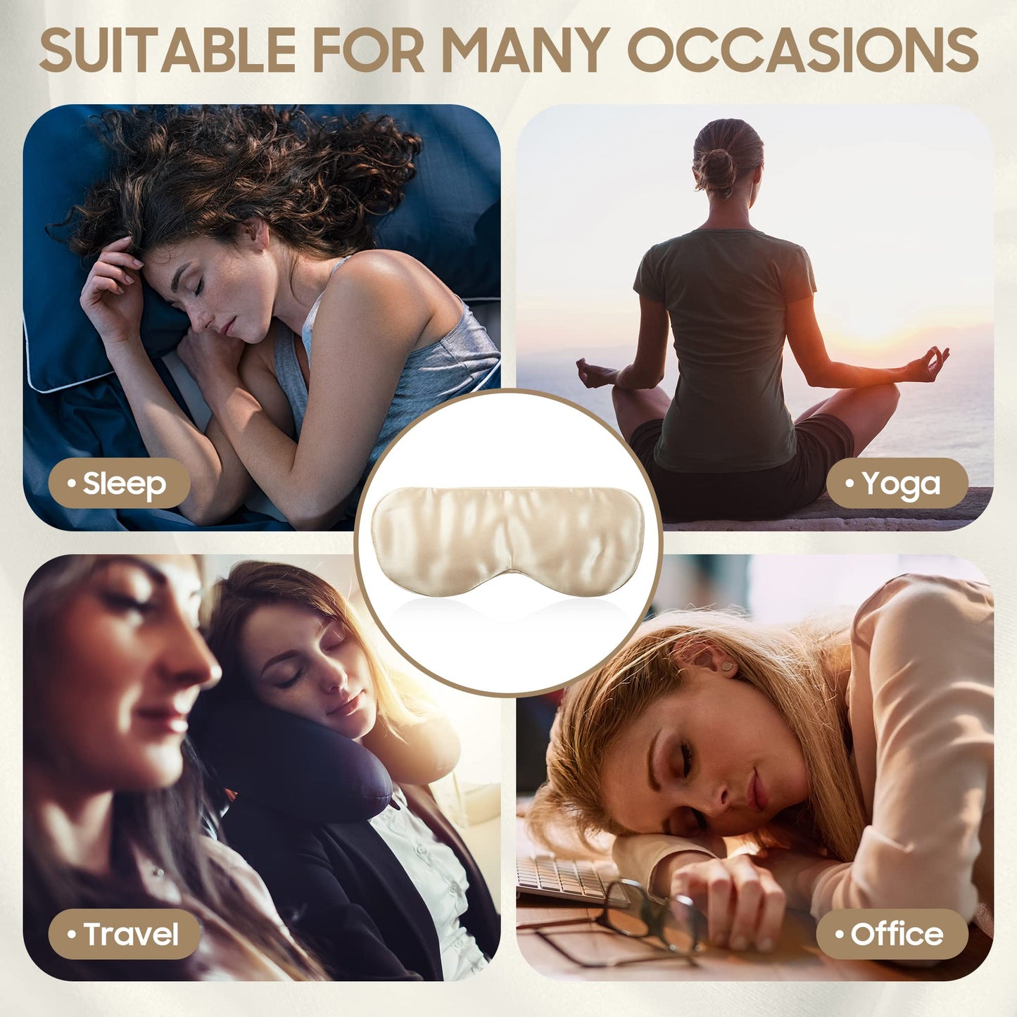 Sleep Mask 100% Mulberry Silk for Light Blocking, ZOESMIEN Eye Mask for Women Men Side Sleeper, Puffiness Dry Eyes Headache, Adjustable Strap, Christmas Gift Package, Misty Blue