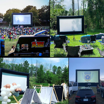 Inflatable Projector Screen - Outdoor Movie Screen Blow Up for Movie Parties Backyard Outside with Air Blower and Carry Bag, Front and Rear Projection (16FT with Blower)
