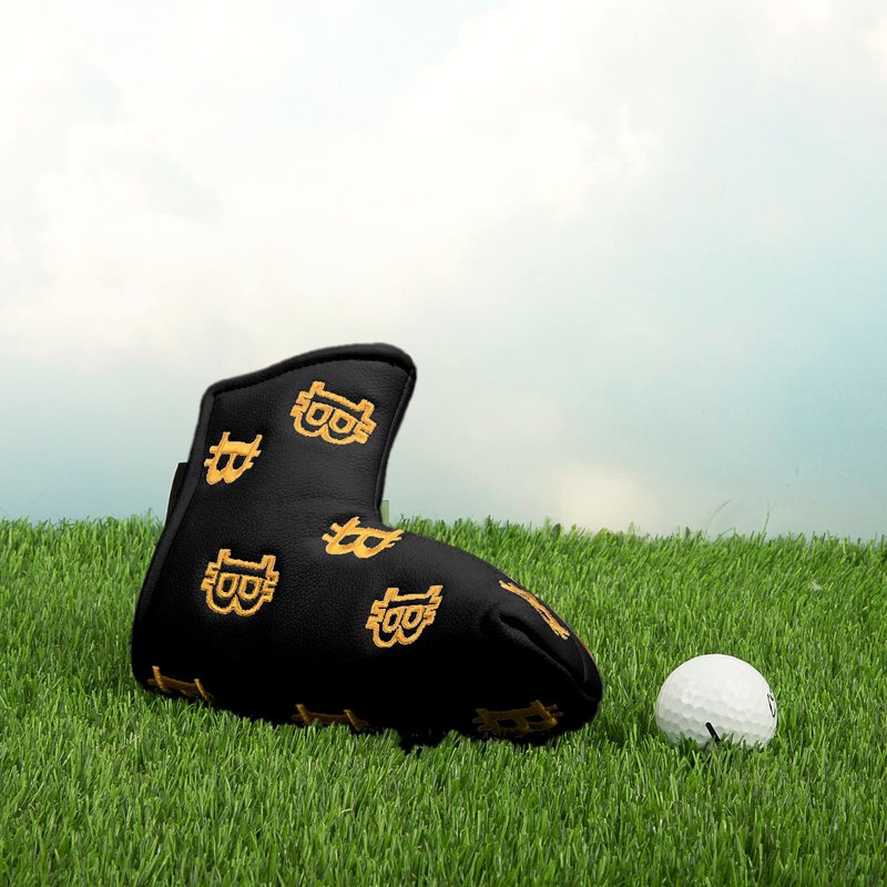 Bitcoin Golf Putter Cover for Blade Putters - Golf Headcovers for Club Protection - HODL 21 Golf Accessories (Black)