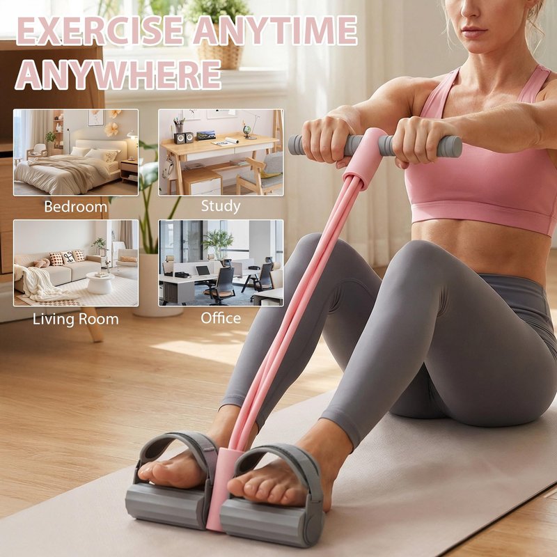 Upgraded Adjustable Ankle Strap Resistance Band with Handle,0.4-inch Diameter Each Thick TPE Tube 40-45lbs,Suitable for All Weights & Foot Sizes, Full-Body Workout (Pink)