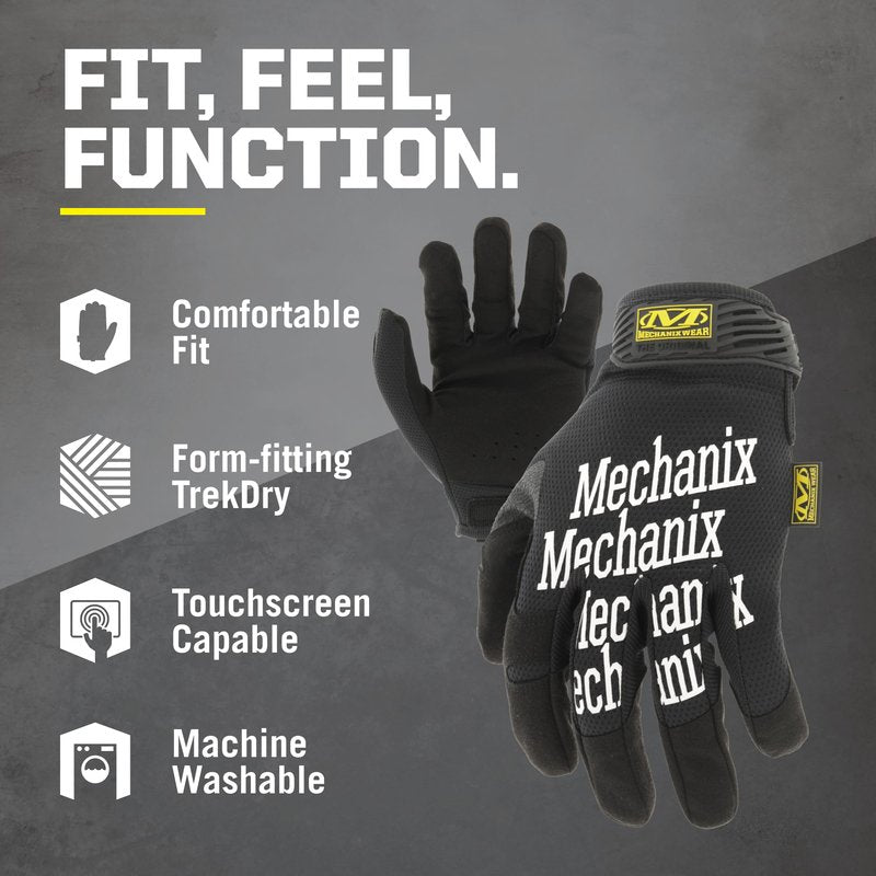 Mechanix Wear Original Work Gloves - Multi-Purpose Outdoor Work Gloves - Secure Fit - Durable & Machine Washable - Breathable & Comfortable - Large - Black