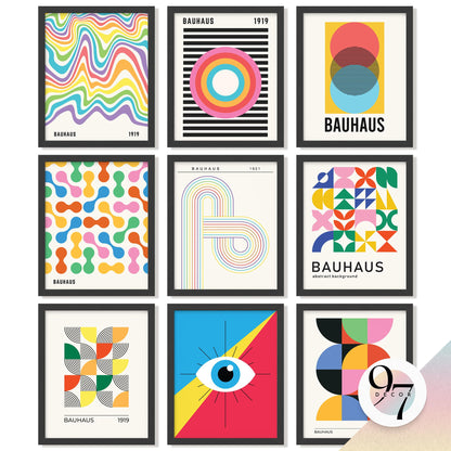 97 Decor Large 11x14 Bauhaus Wall Art Prints - Large Abstract Wall Art Decor, Mid Century Modern Art Wall Decoration, Bauhaus Poster Modern Painting Geometric Pictures For Bedroom Living Room (unframed)