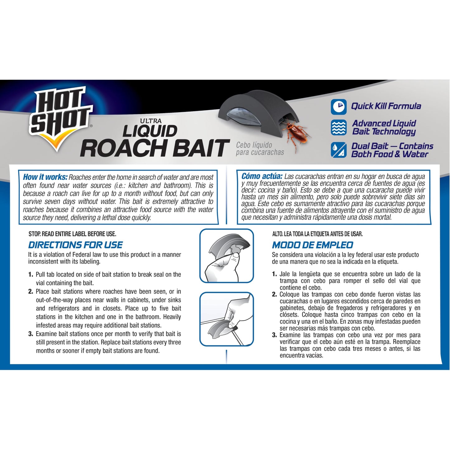 Hot Shot Liquid Roach Bait, Roach Killer, 1 Pack, 6-Count