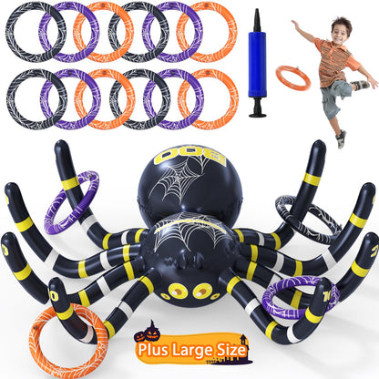 Garma Halloween Inflatable Spider Ring Toss Game - Giant Spider Decoration for Kids School Party Favors Carnival Indoor Outdoor Party Games Family Fun Supplies