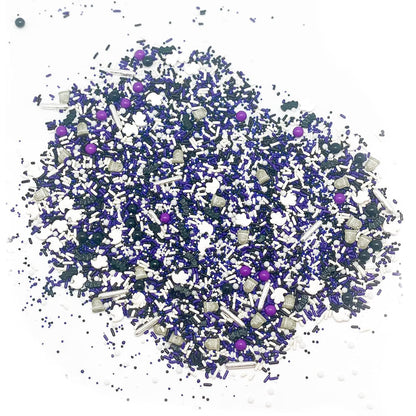 Delicious & Deadly Graveyard Smash-RIP black Violet Purple White Silver Haunted Mansion Halloween Fall Colorful Candy Sprinkles Mix Baking Edible Cake Cupcake Cookie Decorations - 8 OZ