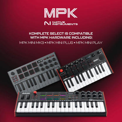 Akai Professional MPK Mini MK3 - 25 Key USB MIDI Keyboard Controller With 8 Backlit Drum Pads, 8 Knobs, Music Production Software and Native Instruments Sound Package (NKS Integration), Grey