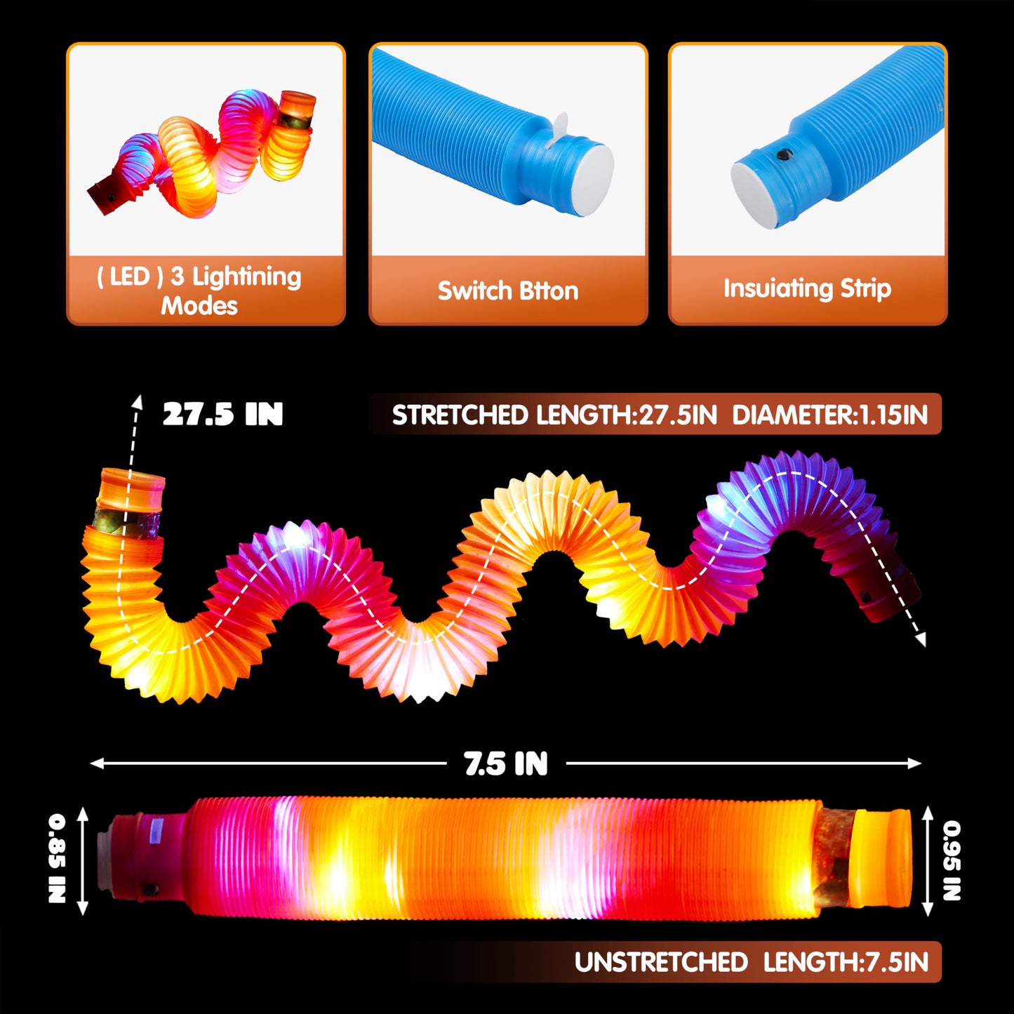 JOYIN 18 Pack Halloween Glow Sticks Party Favors for Kids, Light Up Pop Tubes Glow Necklaces Bracelets Party Supplies for Toddlers Boys Girls Birthday Gifts, Christmas, Goodie bags