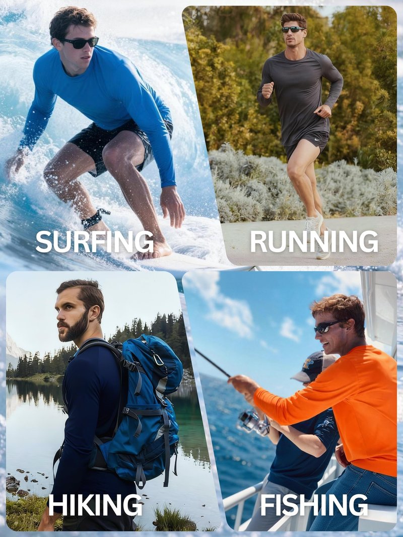 ZITY 5 Pack Long Sleeve Shirts for Men UPF 50+ UV Sun Protection Quick Dry Athletic Shirts for Fishing Running Workout Rash Guard