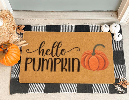 Mealah Hello-Pumpkin-Welcome-Doormat for Outdoor-Entrance - Non-Slip-Coir-Fall-Welcome-Door-Mat Harvest-Festival Front-Door-Mat 17 x 29 Inch