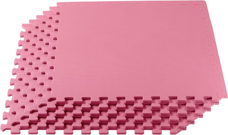 EVA Foam Floor Tiles - 1/2 Inch Thick Interlocking Mats for Indoor Gym & Home Use | 24" x 24" Pink, 16 Sq Ft (4 Tiles)