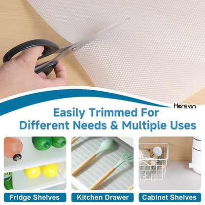 Hersvin Shelf Liners 12 in x 20 ft Thickened EVA Drawer Mats, Non-Adhesive Cupboard Pad, Kitchen Cabinet Lining Fridge Cushion (Transparent Diamond, 30.5x610cm)