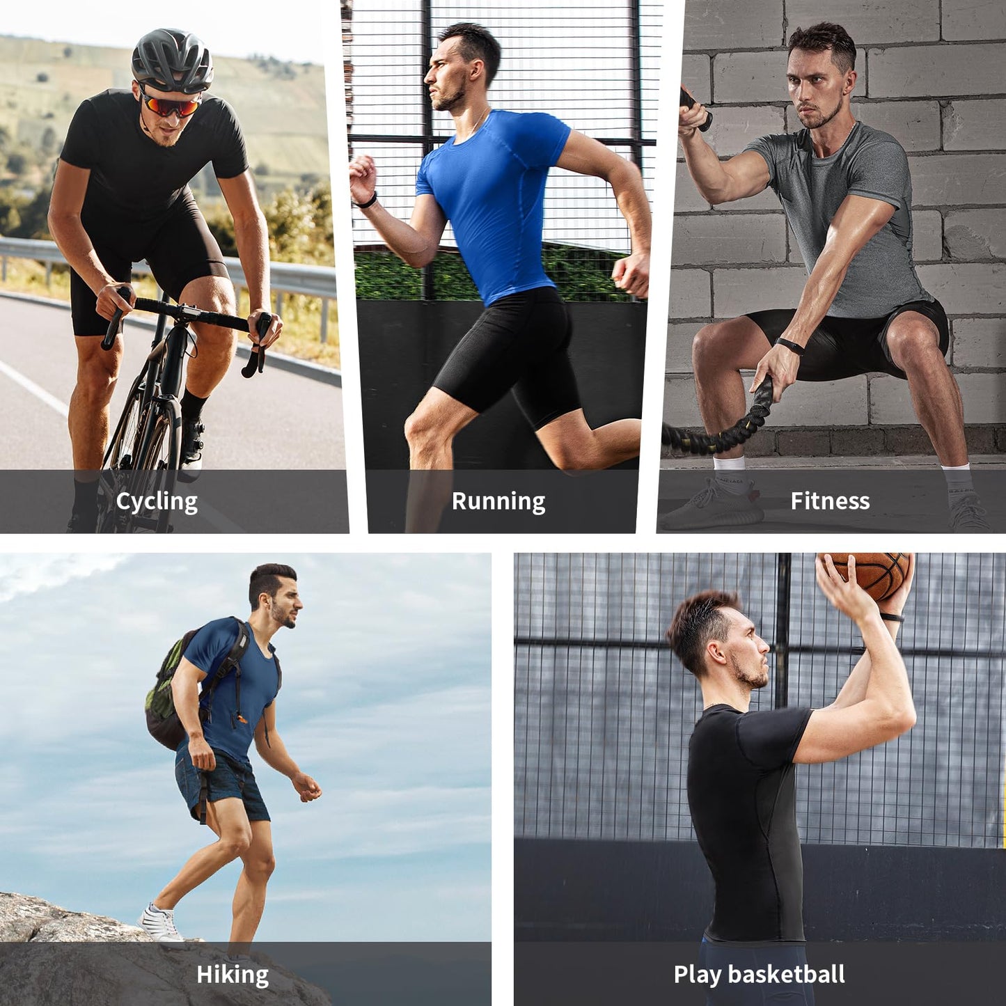 Niksa 3 Pack Compression Tops for Men Short Sleeve Mens Running Top Mesh Design Quick Dry Base Layer Top for Gym Sports Fitness Workout Cycling,Training, Black/Gray/Navy,M