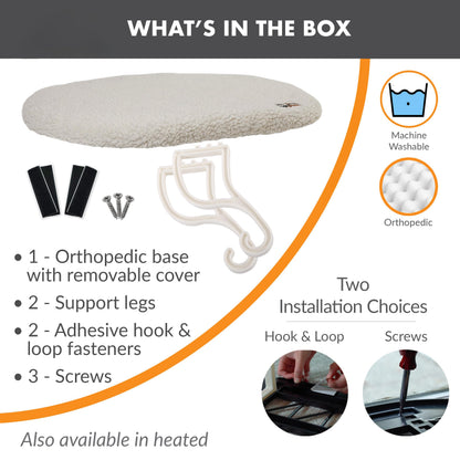 K&H Pet Products Kitty Sill Cat Window Hammock Perch Bed, Soft Fleece Cover, Easy Fit, Machine Washable Cover, 35.5cm x 60.96cm, Cream
