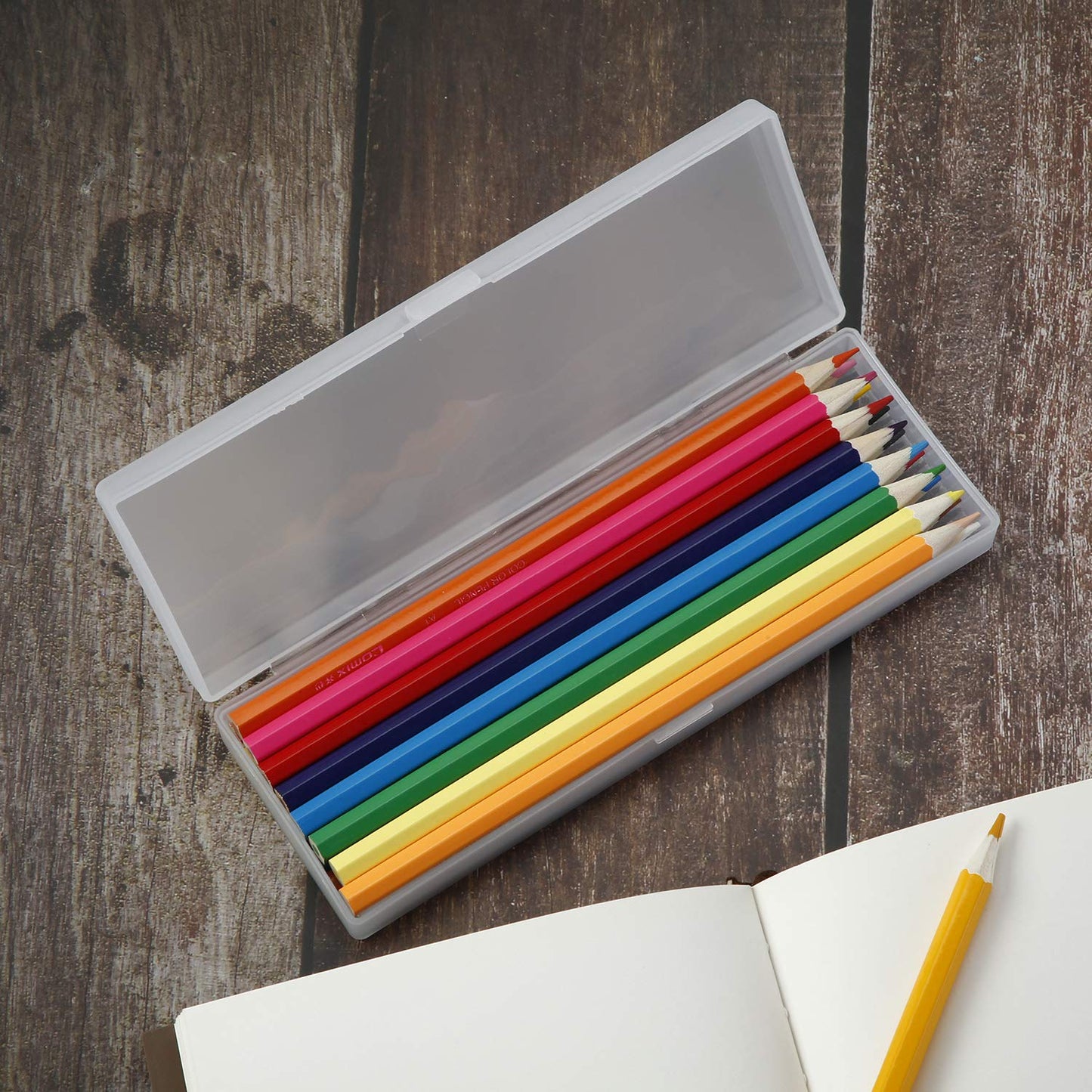 Chinco 4 Pieces Plastic Pencil Case Plastic Stationery Case with Hinged Lid and Snap Closure for Pencils, Pens, Drill Bits, Office Supplies (White)