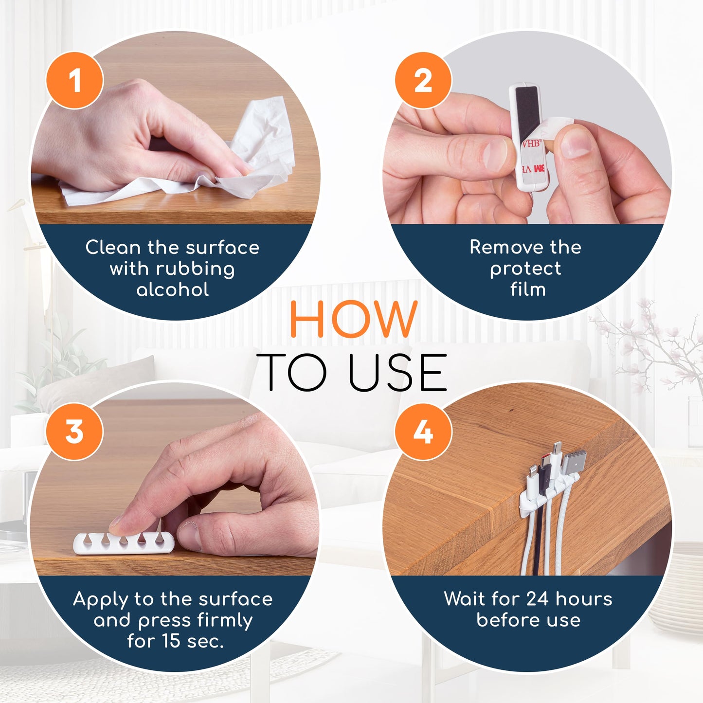 GLUIT Adhesive Desktop Cable Organizer Versatile Cord Holders Wire Clips and Cable Holder Cord Organizer for Desk Table Accessories Office Spaces New White 5 Pack