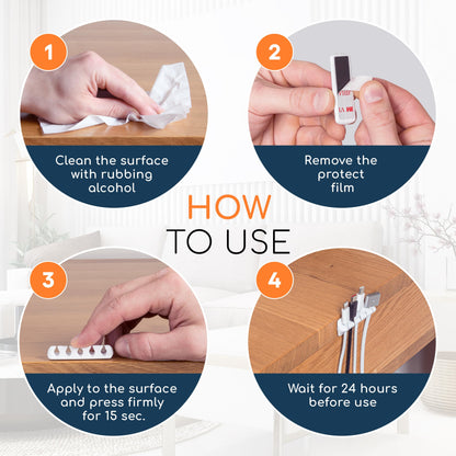 GLUIT Adhesive Desktop Cable Organizer Versatile Cord Holders Wire Clips and Cable Holder Cord Organizer for Desk Table Accessories Office Spaces New White 5 Pack