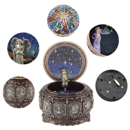 DELIWAY Vintage Music Box Constellation Style Plays Always with Me Tune, Goddess Rotating Musical Box Sankyo 18-Note Wind Up Hand-Painted Collectible Zodiac Gift for Christmas Birthday