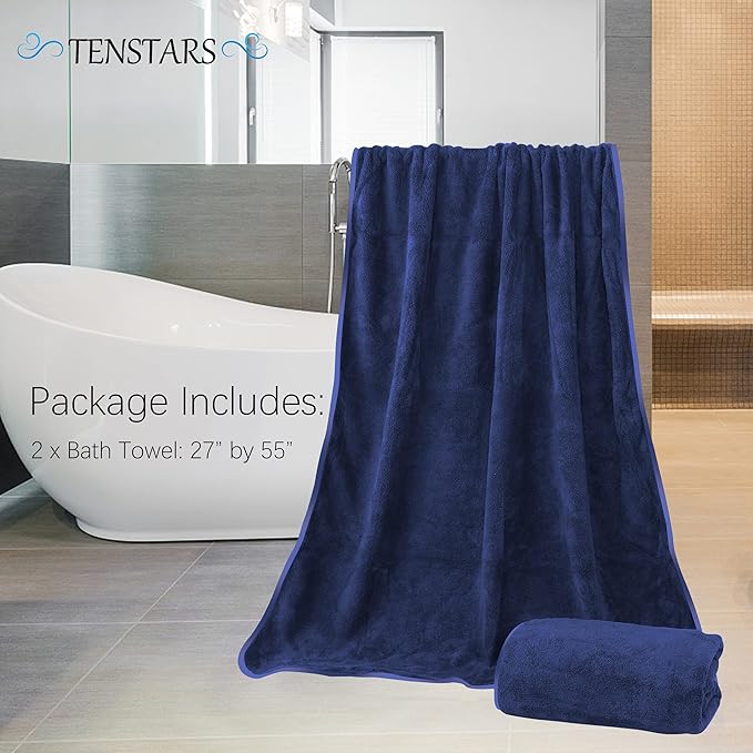 TENSTARS Silk Hemming Bath Towels
