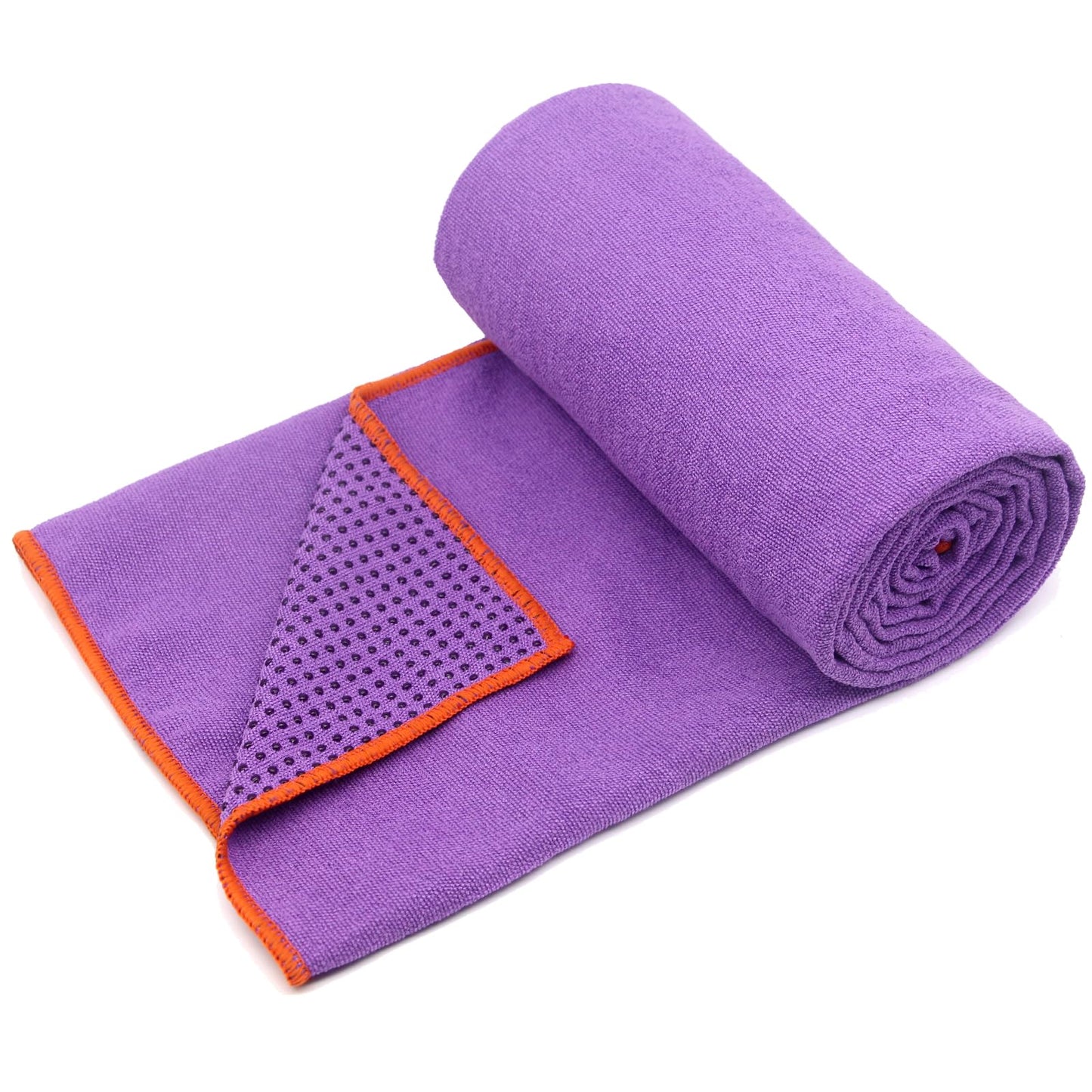 Eunzel Hot Yoga Towel - Microfiber Non Slip Yoga Mat Towel with Grip Dot Sweat Absorbent Towel for Hot Yoga, Pilates and Fitness 72" x 24", Dark Cyan/Orange