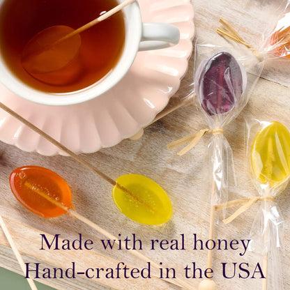 Melville Candy All Natural Honey Spoon Gift Set – Spoons & Lollipops on Wooden Ball Sticks – Gluten-Free, Made in USA Stirrers for Tea, Coffee, & Hot Beverages - Individually Wrapped (6-count, Clover Honey)