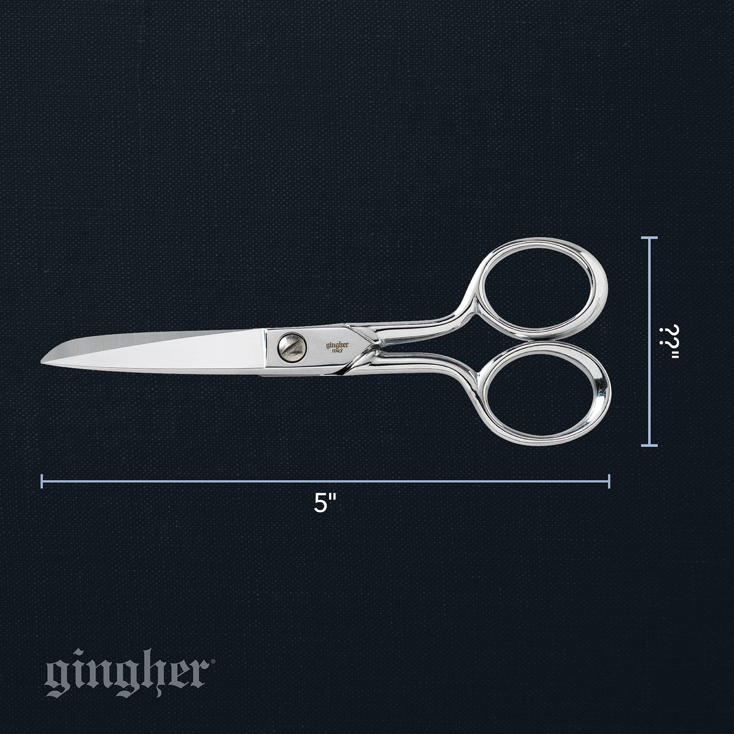 Gingher 5" Fabric Scissors, Premium Forged Steel Fabric Shears, Sharp Knife Edge Sewing Scissors for Cutting Cloth with Protective Sheath, Ambidextrous Design