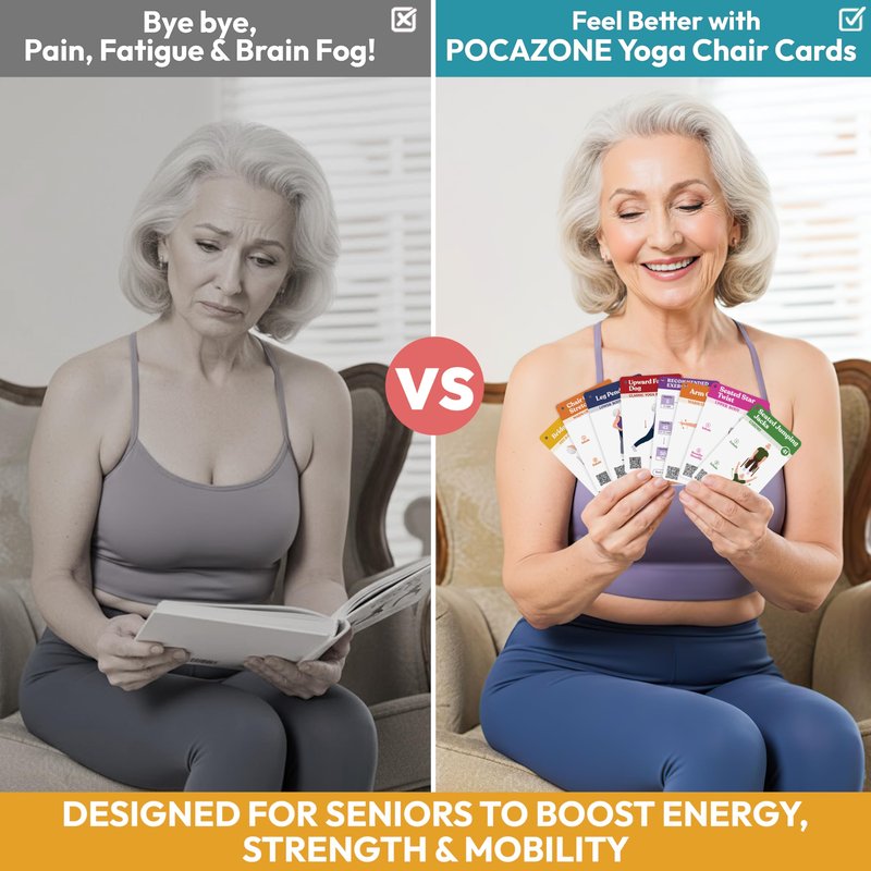 Chair Yoga for Seniors Over 60, Thoughtful Valentine Gifts for Mom, Dad, Grandparent, Safe & Easy Chair Yoga Exercise Cards for Strength, Relaxation & Recovery,
