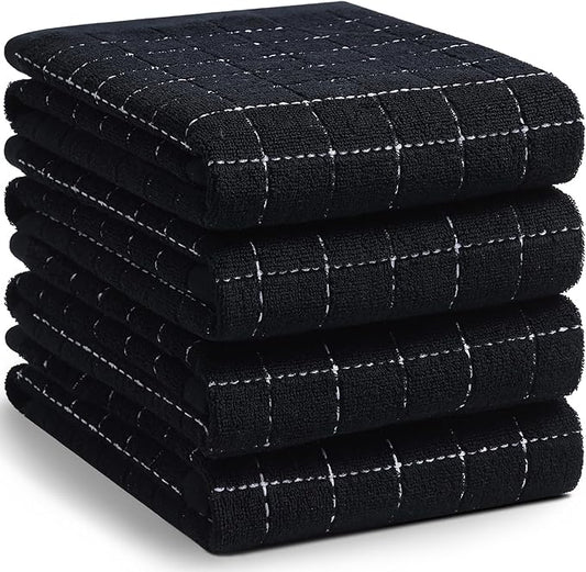 Homaxy 100% Cotton Terry Kitchen Towels, Checkered Designed, Soft and Super
