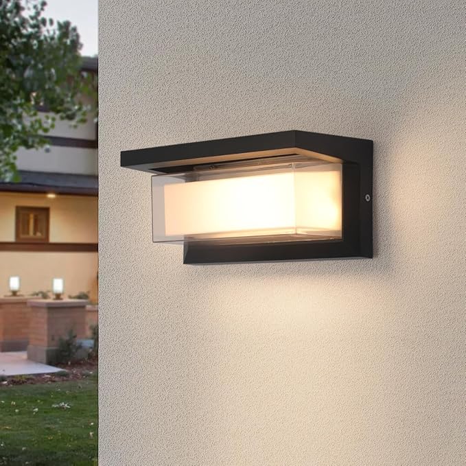 Outdoor Modern Wall Sconce Lights,15%-100% Dimmable Indoor Wall Light Fixtures,3000K/4000K/6500K Adjustable,24W Exterior Wall Lighting,Waterproof Outdoor Porch Light,2160LM Indoor Wall Sconce 1 Pack