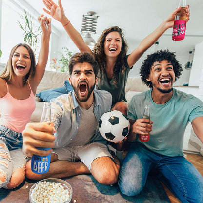 Can Cooler Sleeve for Beer Funny Quotes Insulated Neoprene Drink Cooler Sleeves Collapsible Drink Holder for Beverages Wine Cans Bottles BBQs Party Favors(8 Pcs,4.9 x 3.7 Inch)