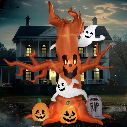 Joiedomi 8 FT Halloween Inflatable Scary Tree with Ghost Decorations, Pumpkin and Tombstone, Blow Up Inflatables with Build-in LEDs for Halloween Party Indoor, Outdoor, Yard, Garden, Lawn Decorations