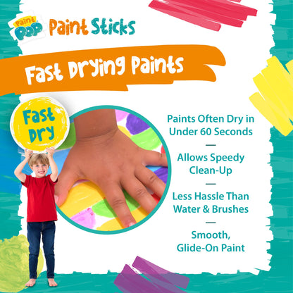 Paint Pop Paint Sticks For Kids - 30 Pack Assorted Colours & Giant Storage Tube - Twist & Paint, Mess-Free, Fast Drying Action, Easy Clean Up, Vibrant Colours, Multi-Surface,0.5 Liters