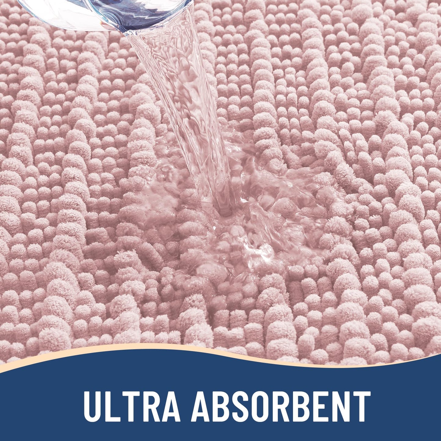 Arotive Luxury Bathroom Rugs 30x17, Extra Soft Thick Absorbent Shaggy Chenille Bath Rugs, Non-Slip Machine Wash Dry, Bath Mats for Bathroom Floor, Tub and Shower, Home Decor Accessories, Dirty Pink