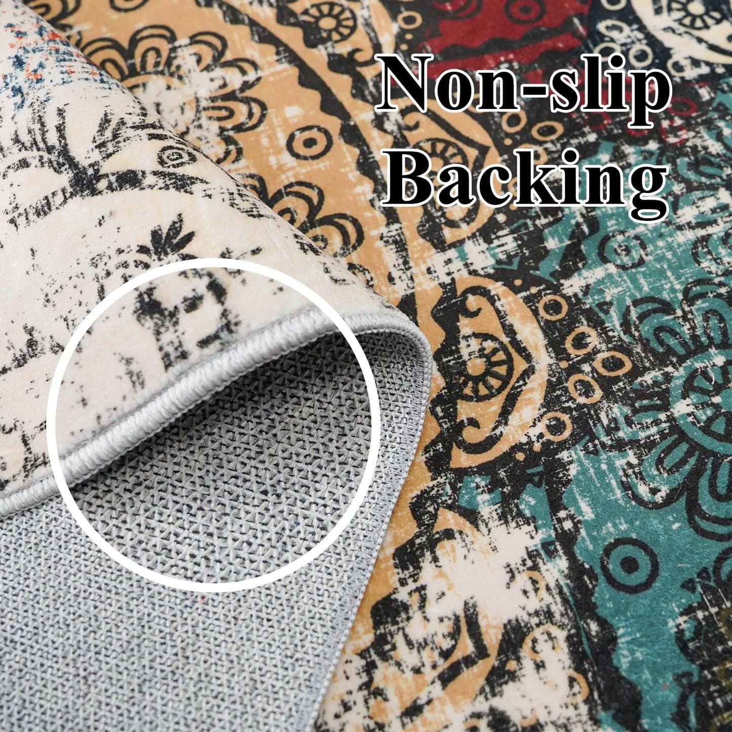 BYYVVO 9x12 Living Room Area Rugs - Washable Abstract Large Rug Ultra Soft Non-Slip Carpets for Bedroom Stain Resistant Low Pile Carpet Indoor Home Decor Mat 9x12 Red Green Multi