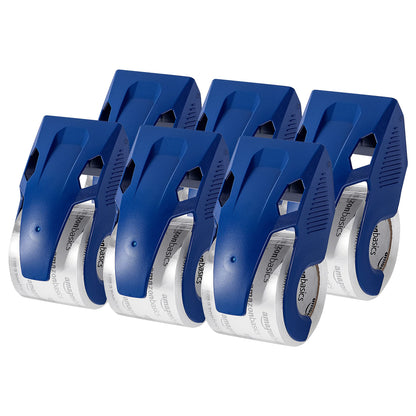 Amazon Basics Heavy Duty Packaging Tape with Dispenser for Shipping, Moving and Storing, 1.88" x 22.2 yds, 6-Pack, 4.33 x 2.64 x 2.36 in