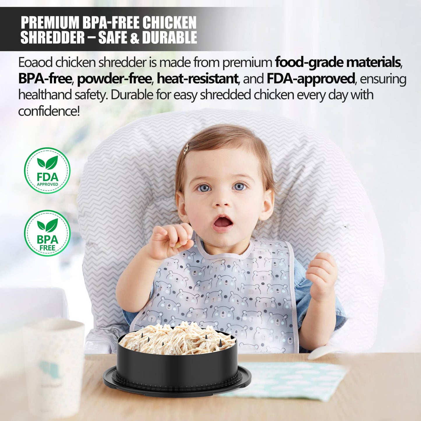 Chicken Shredder, 2025 Pro Chicken Breast Shredder Tool Twist Large, Visible Meat Shredder Machine with Widened Anti Slip Mat Fix, Suitable for Tocas, Buffalo Chicken Dip, Dishwasher Washable