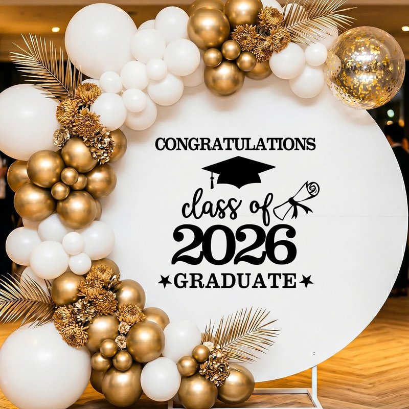 Tintisfafa Black Congrats Grad Decals Graduation Decals for Arch Backdrop Class of 2026 Vinyl Sticker Graduation Decals for Fabric Graduation Sign for Background
