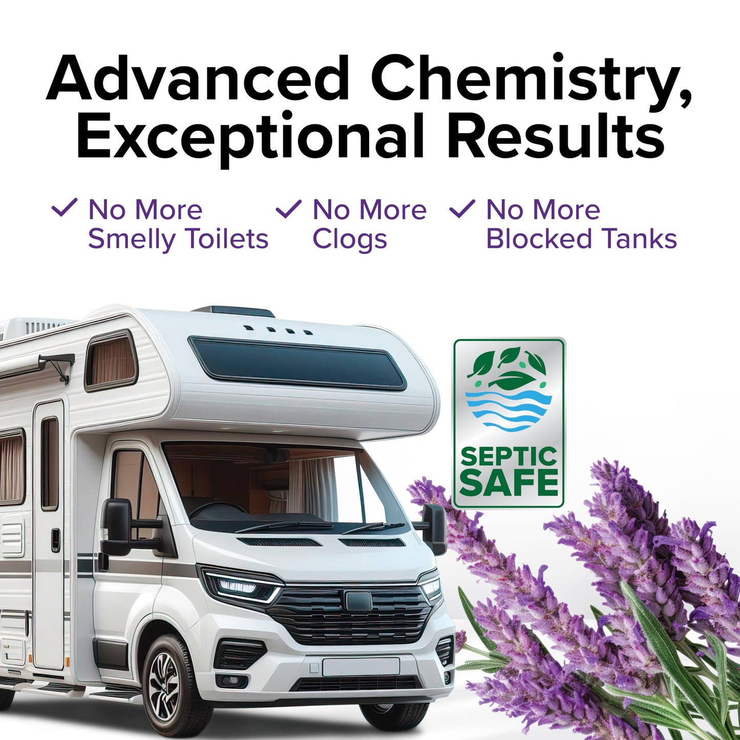 Camco TST MAX RV Toilet Treatment Drop-INs - Control Unwanted Odors and Break Down Waste and Tissue - Septic Tank Safe - Lavender Scent - 30-pack (41553)