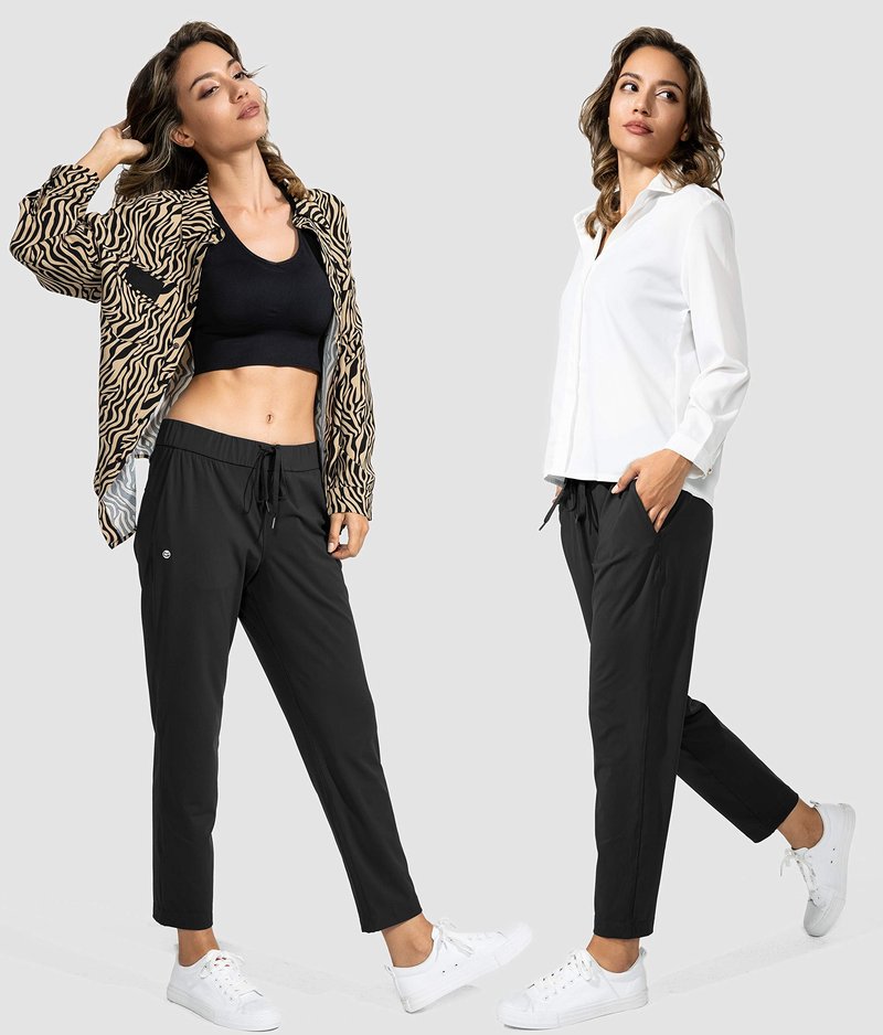 G Gradual Women's Pants with Deep Pockets 7/8 Stretch Sweatpants for Women Athletic, Golf, Lounge, Work (Black, XX-Large)