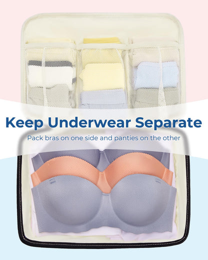 BAGSMART Compression Packing Cubes, 6 PCS Packing Cubes for Suitcases, Travel Bags Organizer for Luggage, Lightweight Packing Cube for Travel Essentials, Beige