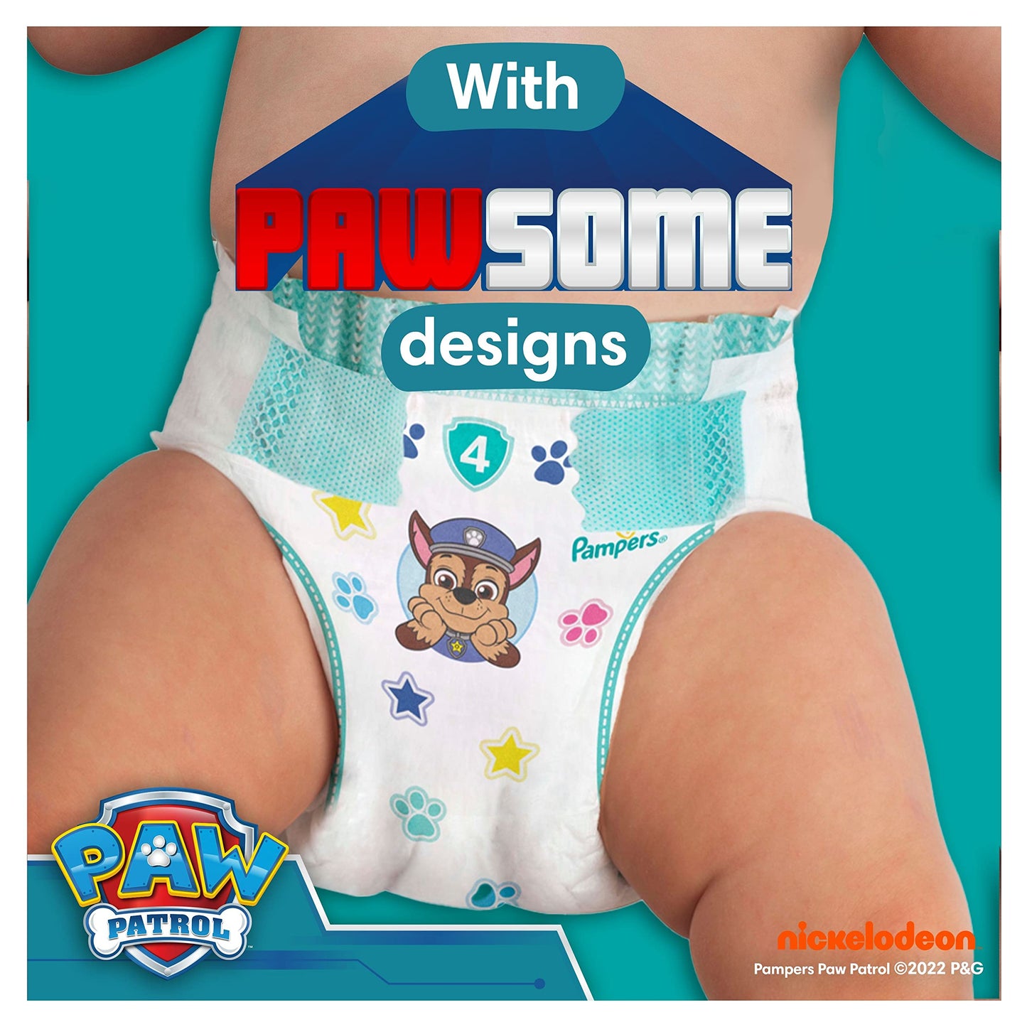Pampers Baby-Dry Paw Patrol Edition Size 5, 186 Nappies, 11kg - 16kg, Monthly Pack, with A Stop & Protect Pocket to Help Prevent Leaks at The Back