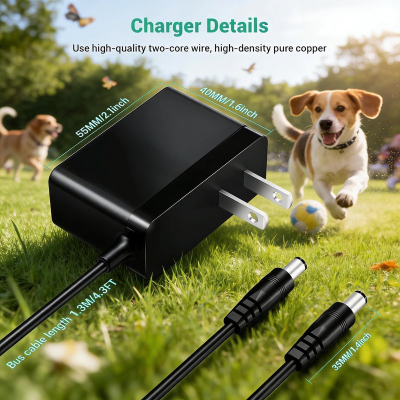 Lnauy for Mini Educator Charger Dual Lead Charger Compatible with Educator 300, 400 Series and BP-504 Barkless Training E Collar Remote Dog Training Collar Replacement Power Supply Adapter Cord
