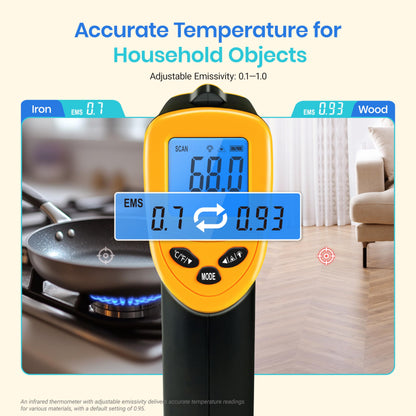 Etekcity Infrared Thermometer Laser Temperature Gun 774, Meat Food Candy Oven Thermometer for Griddle Accessories, Heat Gun for Cooking Refrigerator Tools, Yellow