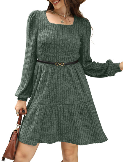 Sampeel Fall Dresses for Women Long Sleeve Christmas Tunic Italian Anthropologie Sweater Dress for Leggings Fashion Clothing Outfits 2025 Trendy Green L