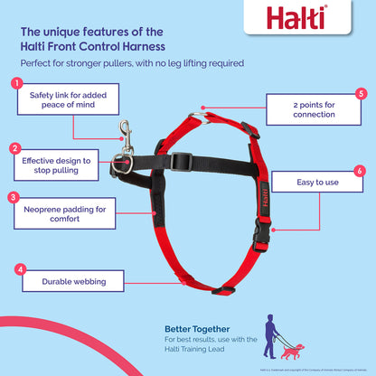 HALTI Front Control Harness - To Stop Your Dog Pulling on the Leash. Adjustable, Lightweight and Easy to Use. Anti-Pull Dog Training Harness for Medium Dogs (Size M)
