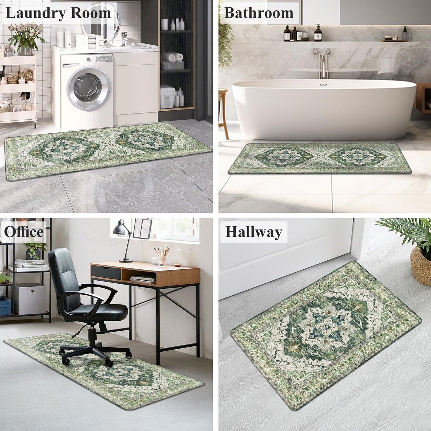 MJIAHOMDEC Cushioned Kitchen Rug Sets 3 Piece Anti Fatigue Mats for Floor Non Slip Waterproof Comfort Standing Mat Runner for Home Office, Sink, Laundry