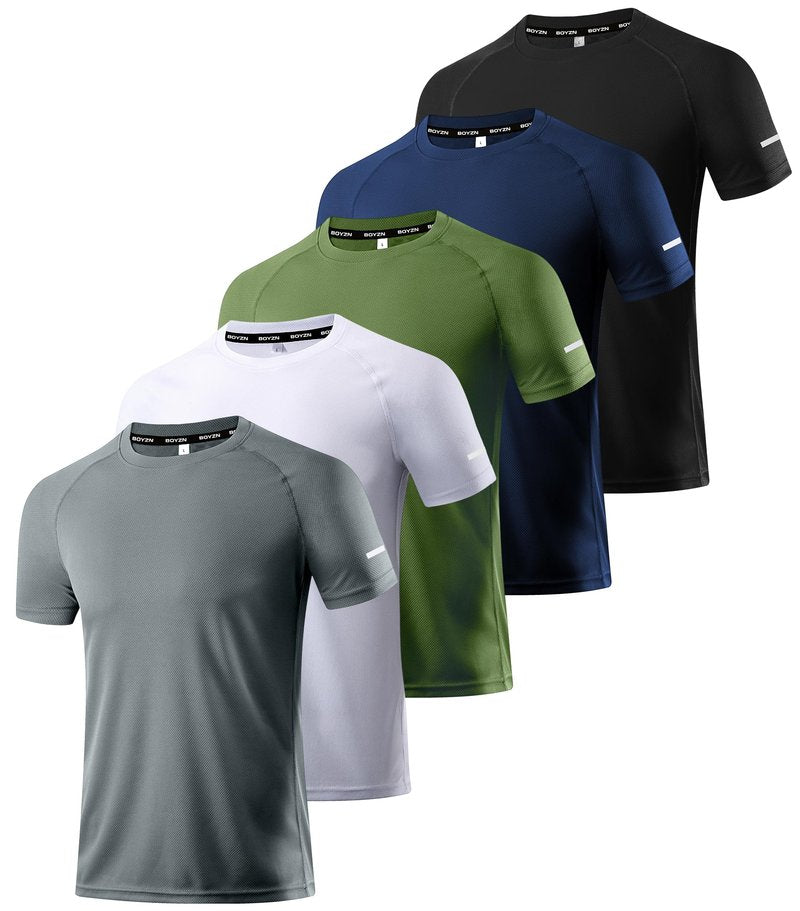 Men's 5 Pack Dry Fit Workout Running Shirts Moisture Wicking Short Sleeve Mesh Athletic T-Shirts 5P04-XL