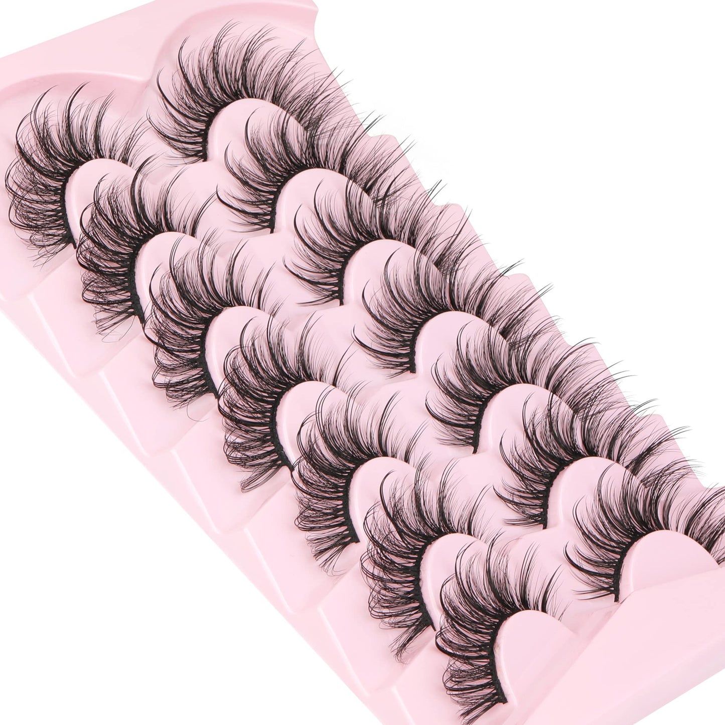 Geeneiya Lashes Wispy Mink Natural Eyelashes Spikes Lash Extensions Look Fluffy False Eyelashes 18mm Long Strip Lashes Cat Eye Eyelashes Fairy Look 7 Pairs Multipack