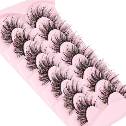 Geeneiya Lashes Wispy Mink Natural Eyelashes Spikes Lash Extensions Look Fluffy False Eyelashes 18mm Long Strip Lashes Cat Eye Eyelashes Fairy Look 7 Pairs Multipack