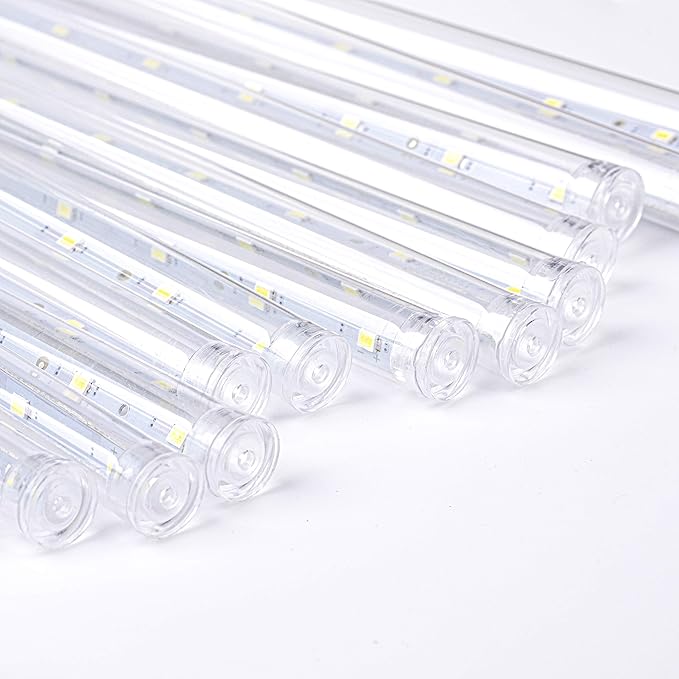 AWQ 16.9 Inch 10 Tubes Meteor Shower Lights 360LED Waterproof Falling Rain Drop Christmas Lights Plug in for Indoor & Outdoor Holiday Garden Tree Christmas Party Home Decor (White)